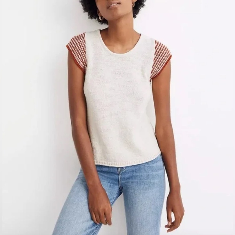 Madewell Kimble Stripe Sleeve Sweater Top, L